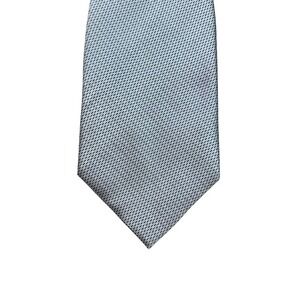 Bugatti Mens Silk Necktie Silver Black Micro Pattern Made in USA Formal Tie